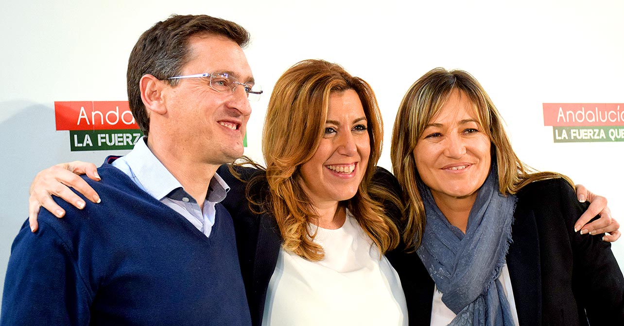 José Luis Sánchez Teruel, Susana Díaz y Esperanza Pérez Felices