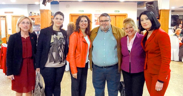 Cena con motivo del Día de la Mujer que celebró anoche el PSOE de Roquetas de Mar, con la asistencia de la consejera de Hacienda y Administraciones Públicas de la Junta de Andalucía, María Jesús Montero, las candidatas al Parlamento de Andalucía Noemí Cruz y Adela Segura y el secretario general del PSOE de Roquetas de Mar y candidato a la Alcaldía, Manolo García