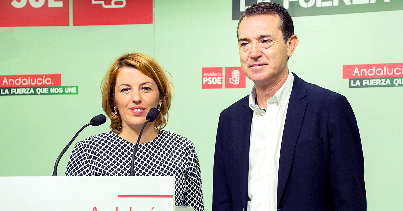 Rueda de prensa sobre empleo que han ofrecido los candidatos del PSOE de Almería al Congreso y el Senado Sonia Ferrer y Juan Carlos Pérez Navas