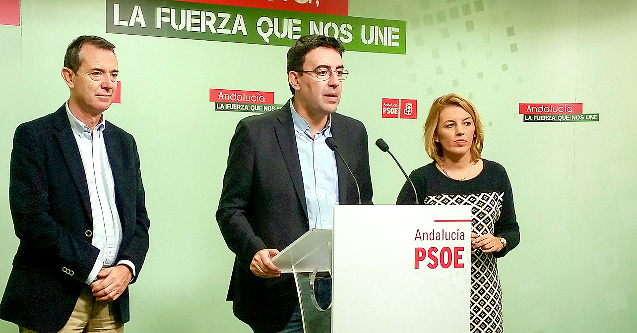 Rueda de prensa que ha ofrecido el portavoz del Grupo Socialista en el Parlamento de Andalucía, Mario Jiménez