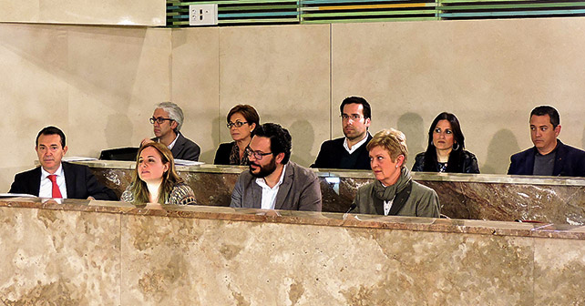 Los concejales del PSOE en el pleno ordinario celebrado en el Ayuntamiento de Almería