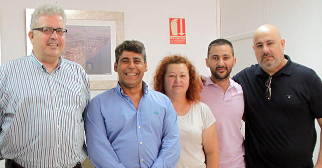 Tomás Elorrieta y Juan José Callejón, junto a los portavoces socialistas en Balerma