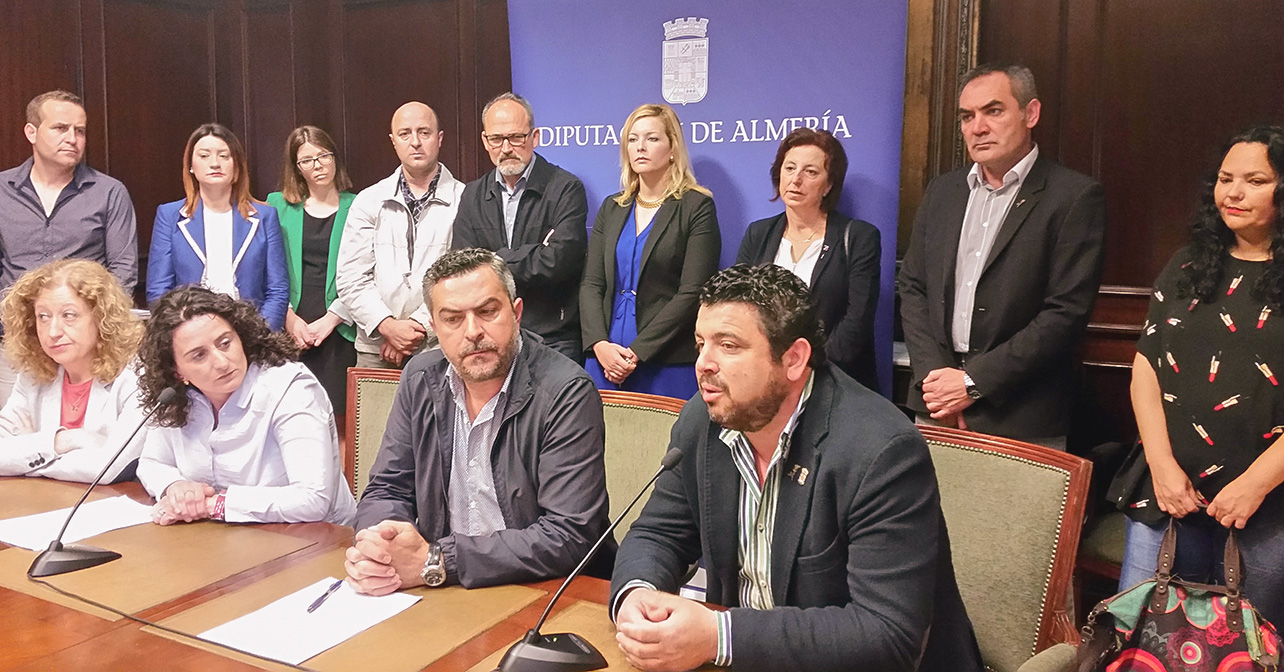 Rueda de prensa que ha ofrecido el Grupo Socialista en la Diputación Provincial, junto a alcaldes y portavoces del Andarax y la comarca de Nacimiento