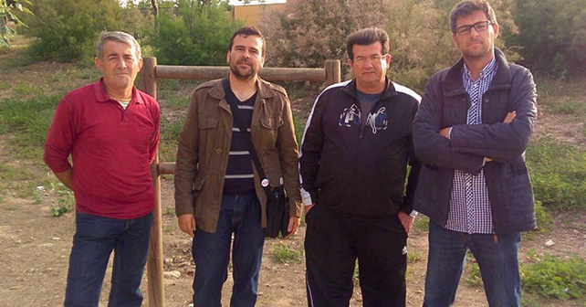 Ramón Luque, Desiderio Enciso, Jose Miguel Alarcón y Rafael Bretones, en el Parque Forestal de Matagorda (El Ejido)