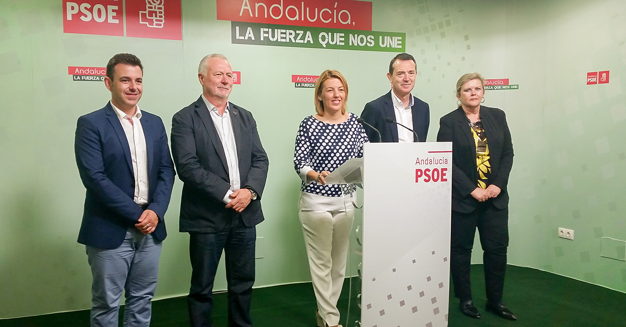 Rueda de prensa que han ofrecido los candidatos del PSOE de Almería al Congreso de los Diputados, Sonia Ferrer, y al Senado, Juan Calos Pérez Navas