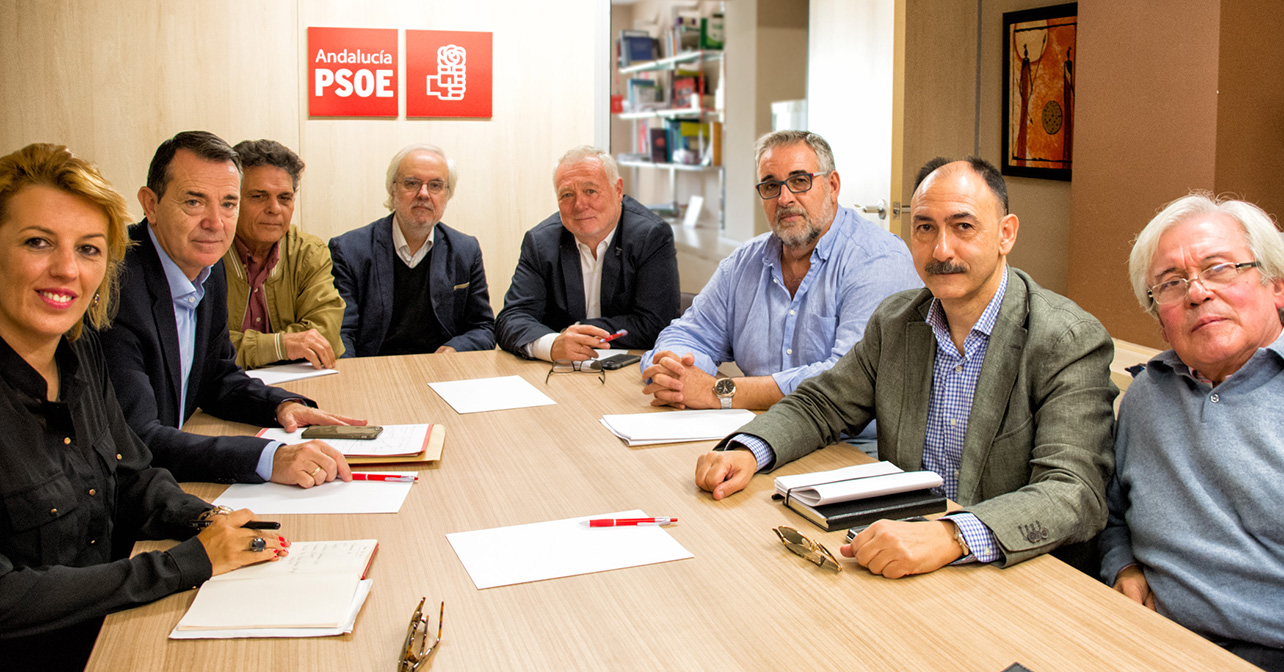 Reunión que han mantenido los diputados nacionales y el senador del PSOE de Almería y representantes de la Mesa del Ferrocarril