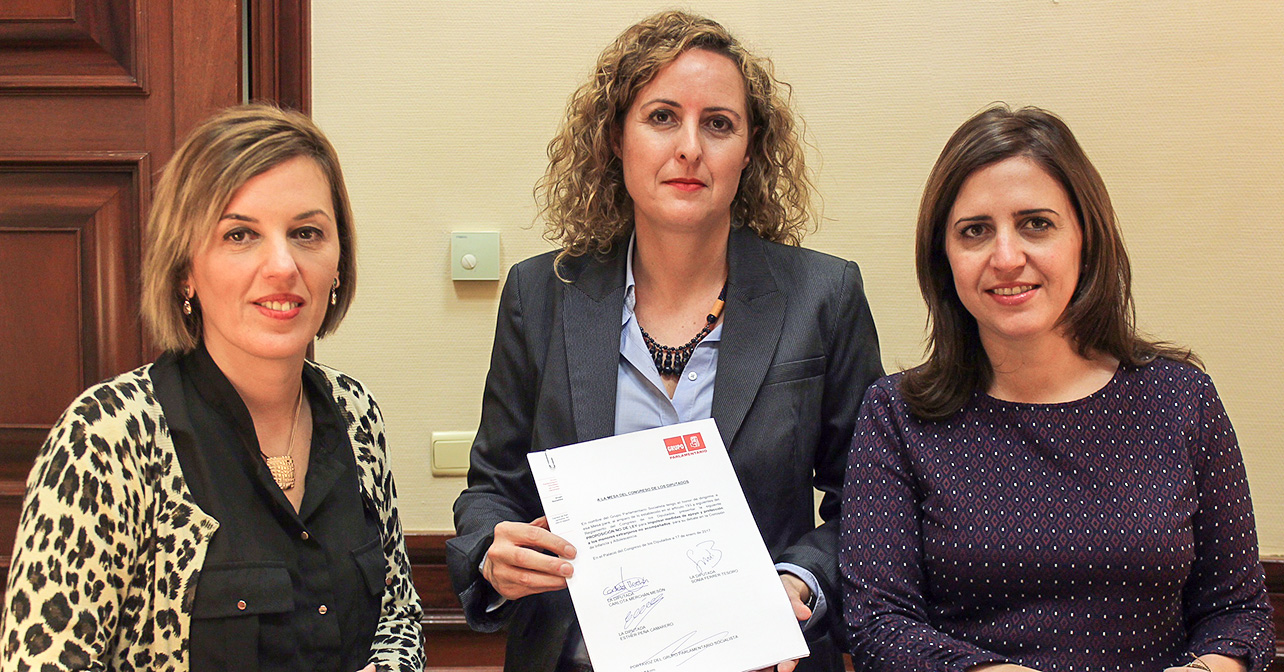 Las diputadas nacionales del PSOE, Sonia Ferrer, Carlota Merchán y Esther Peña