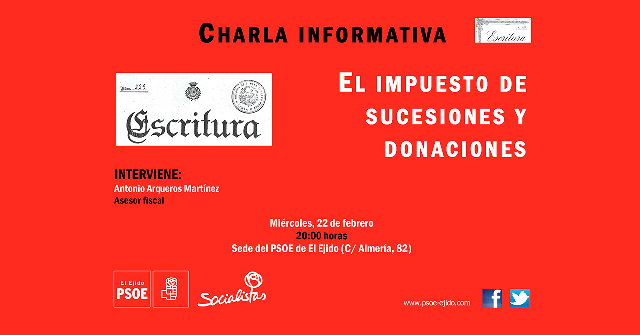 Cartel charla impuesto sucesiones