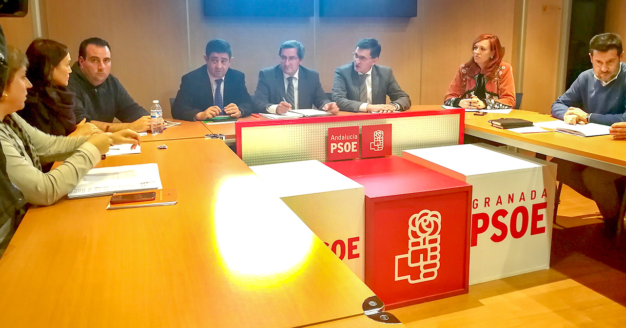 Los secretarios generales del PSOE de Granada, Jaén y Almería, Pepe Entrena, Francisco Reyes y José Luis Sánchez Teruel