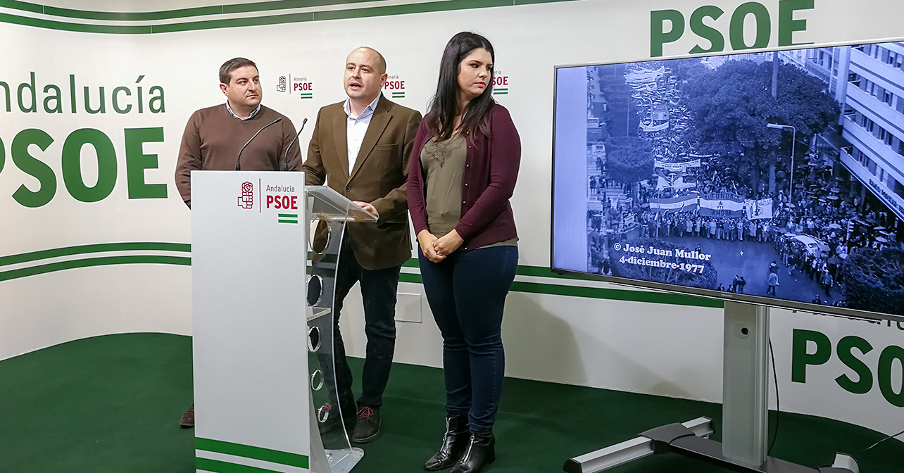 Rueda de prensa que ha ofrecido el secretario de Organización del PSOE de Almería, Antonio Martínez, sobre la conmemoración del 4D