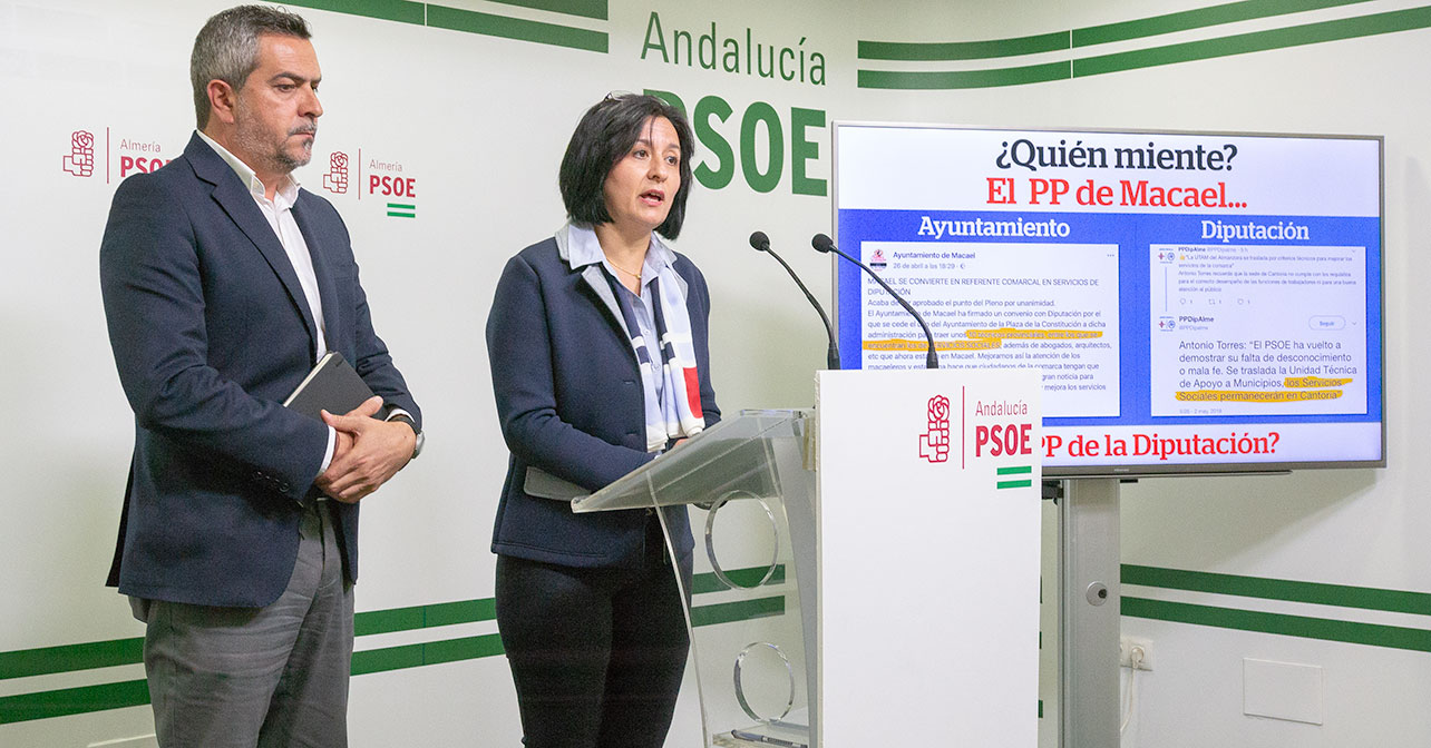 Rueda de prensa que ha ofrecido la alcaldesa de Cantoria, Purificación Sánchez
