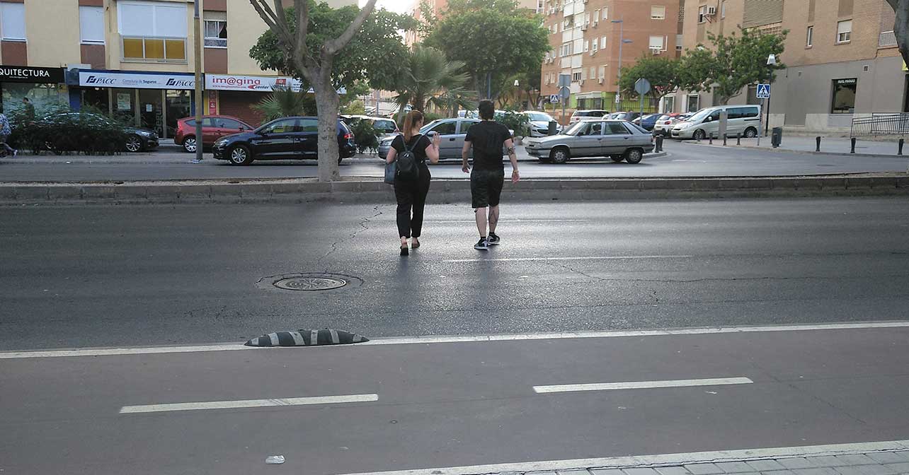 Peatones cruzando en la Avenida del Mediterráneo