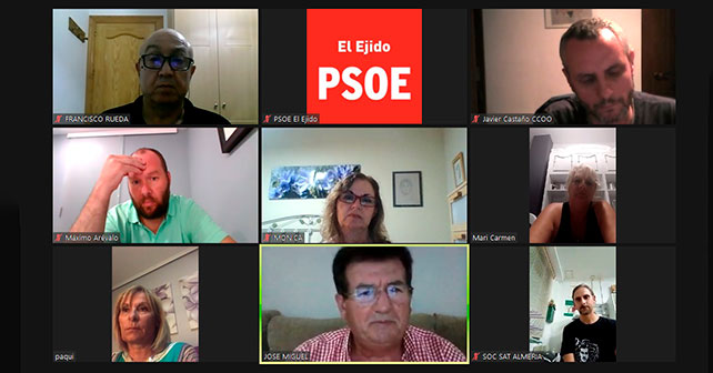 Reunión telemática del PSOE de El Ejido y organizaciones sindicales