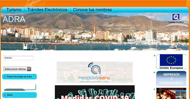Web del Ayuntamiento de Adra