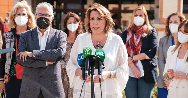 Visita de la secretaria general del PSOE de Andalucía, Susana Díaz, al Hospital San Juan de Dios del Aljarafe, en Bormujos (Sevilla)