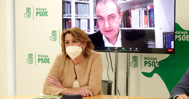 Susana Díaz en la inauguración telemática de la Academia del PSOE de Málaga en la que ha participado también ex presidente Zapatero