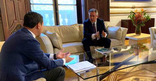 Reunión del secretario general del PSOE de Andalucía, Juan Espadas, con el Presidente de la Junta de Andalucía, Moreno Bonilla