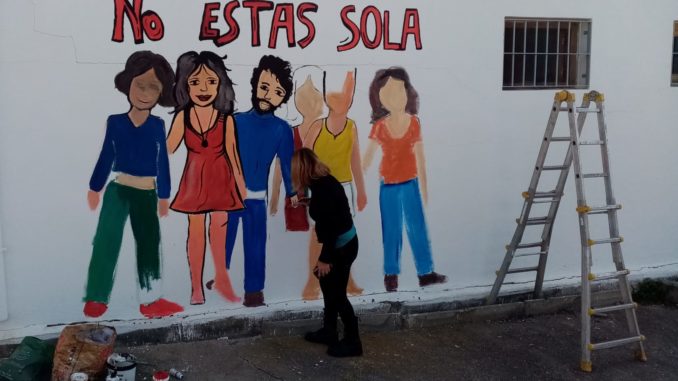 Mural contra la violencia de género que estaba en Felix