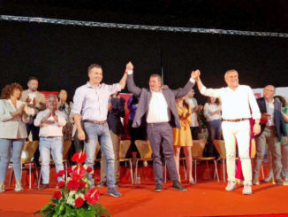 230430 Foto PSOE Vera 28m Héctor Gómez, Martín Gerez y Juan Antonio Lorenzo en la presentación de la candidatura de Vera