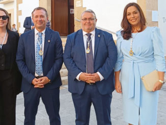 Los concejales del PSOE en el Ayuntamiento de Roquetas de Mar, Cristina Tejedor, Rafael Torres, Manolo García (portavoz) y María del Carmen Cuadra