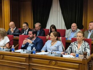 Grupo socialista de la Diputación Provincial durante el pleno