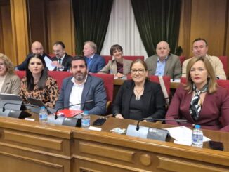 Grupo Socialista en la Diputación Provincial antes de comenzar el pleno
