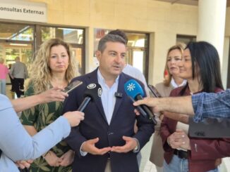 Ayala atiende a los medios de comunicación en el Hopital de Poniente