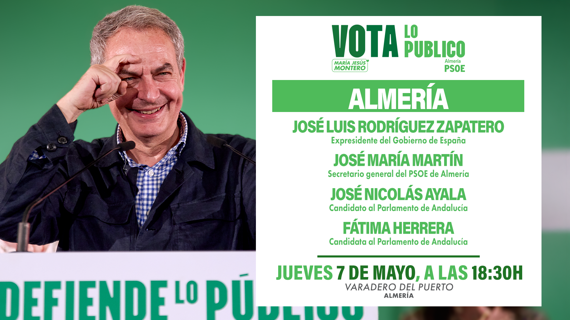 CARTEL ALMERÍA - 7 JUEVES - 18,30H - ZAPATERO - 16-9 TV